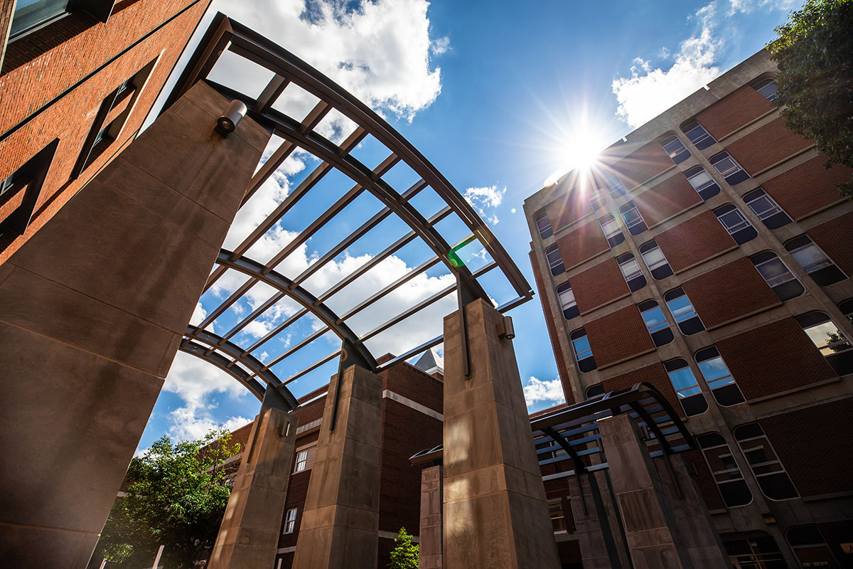 The Engineering arches in the Engineering courtyard.