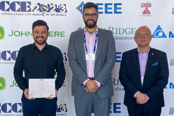 Yaser Chulaee, PhD student, is shown on the left in the photo taken after the awards ceremony during this year‘s ECCE edition, together with co-authors Donovin D. Lewis, PhD student, and Dr. Dan M., Ionel, PhD advisor, ECE Professor, L Stanley Pigman Chai