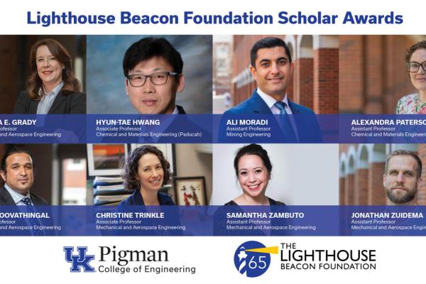 Headshots of the eight faculty selected as Lighthouse Beacon Scholars