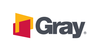 Gray company logo.