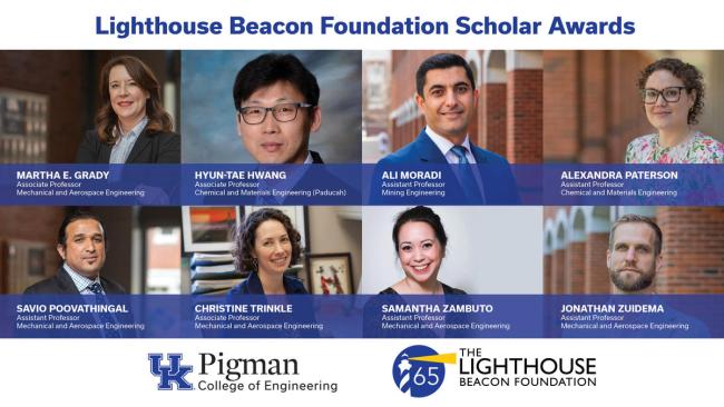 Headshots of the eight faculty selected as Lighthouse Beacon Scholars