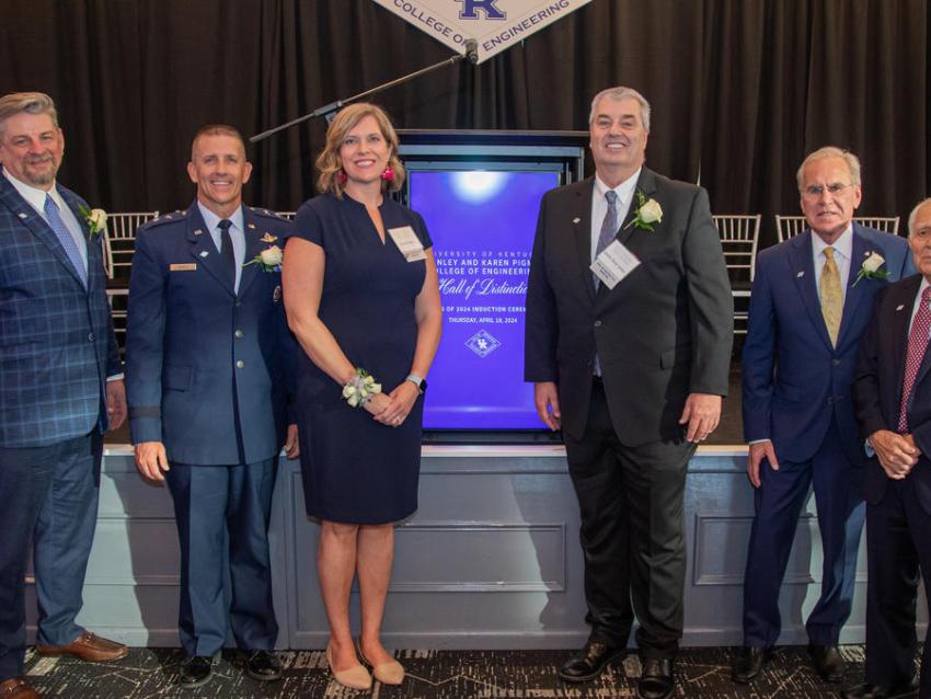 L to R: J. Chris Adkins, Maj. Gen. Trey Rawls, Anna Workman, Rusty Justice, David Servis and Ollie Akel.