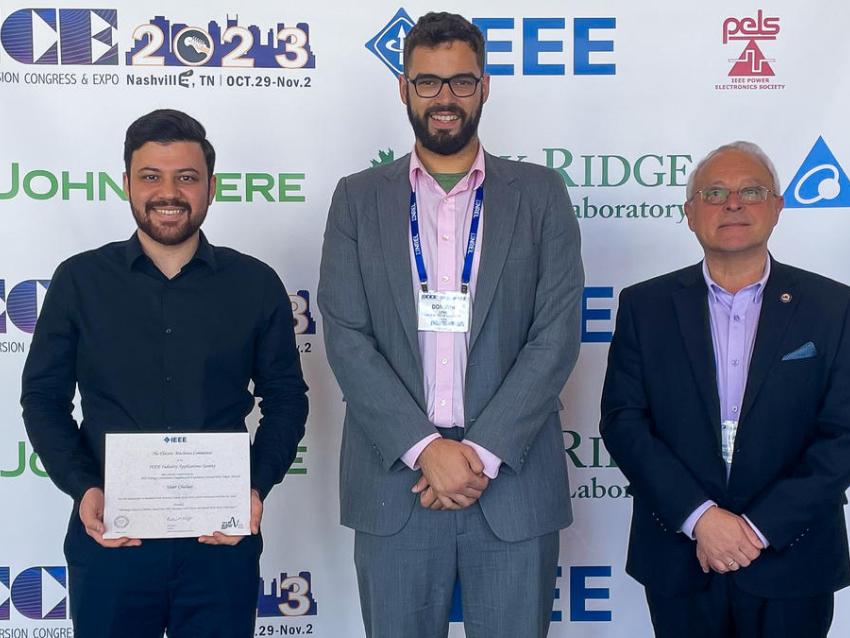 Yaser Chulaee, PhD student, is shown on the left in the photo taken after the awards ceremony during this year‘s ECCE edition, together with co-authors Donovin D. Lewis, PhD student, and Dr. Dan M., Ionel, PhD advisor, ECE Professor, L Stanley Pigman Chai