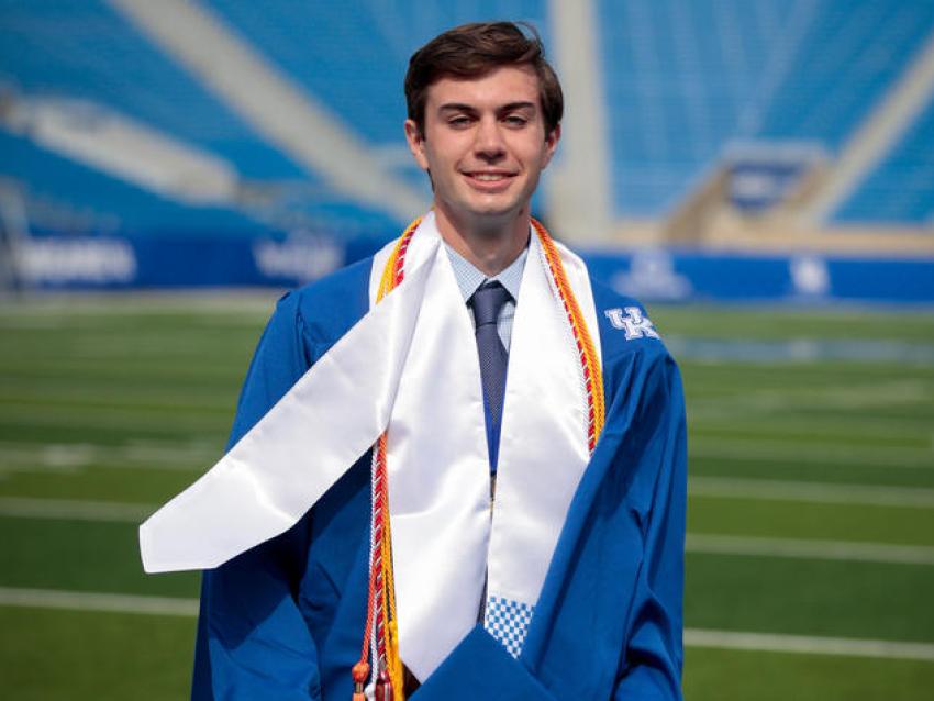 Asa O’Neal, from West Liberty, Kentucky, will graduate this weekend with degrees in mechanical engineering and physics. Mark Cornelison | UK Photo