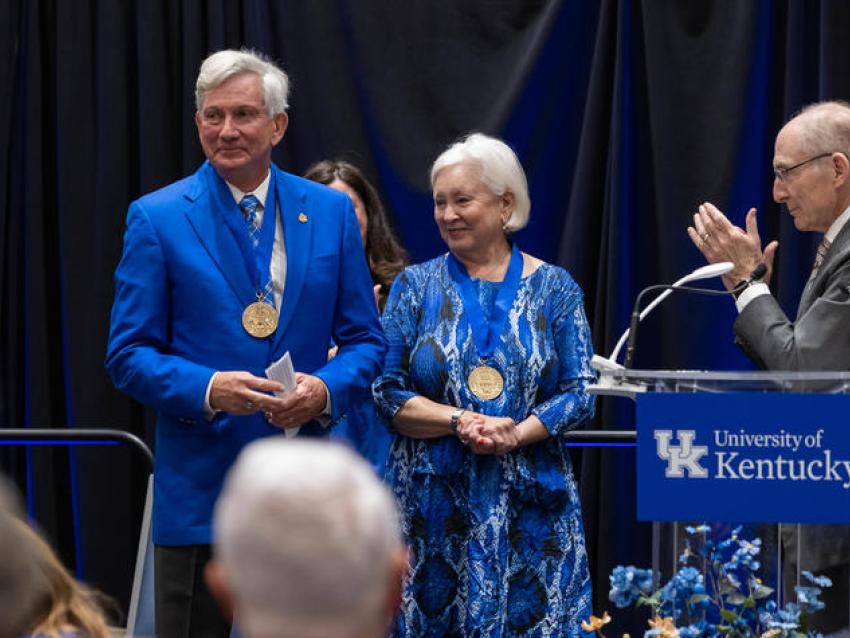 Stanley and Karen Pigman were honored with the UK Alumni Associations’s 2026 UK Founders Day Award at a campus ceremony April 24.