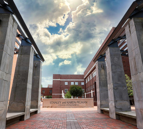 Exterior image of the Teague Engineering Courtyard 