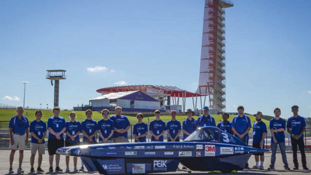 UK Solar Car Team at the Formula Sun Grand Prix in Austin, Texas.
