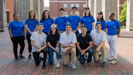 2019 REU group under the Engineering arches in the Engineering courtyard.