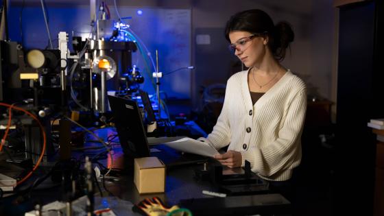 Student in front of hypersonic thermal testing experience