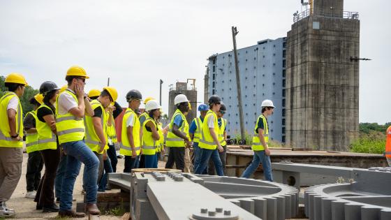 Students in construction zone.