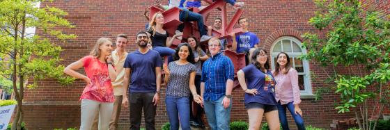 2017 REU group in front of sculpture on UK campus.