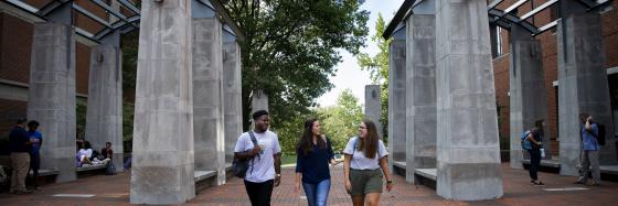 Three Students walking