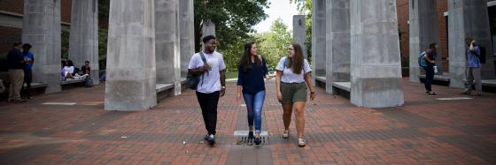Three Students walking
